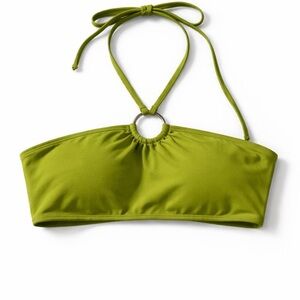 Shade & Shore NWOT Lime Green Bandeau Bikini Top Ring Front Halter Adjustable M
